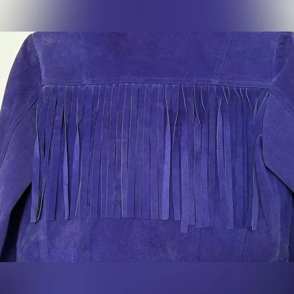 Staring at Stars Genuine Royal Purple Leather Suede Collared Jacket Size Small - Picture 8 of 13